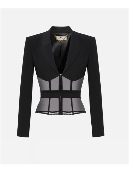 CREPE AND TULLE JACKET ELISABETTA FRANCHI | GI13151E2110 nero